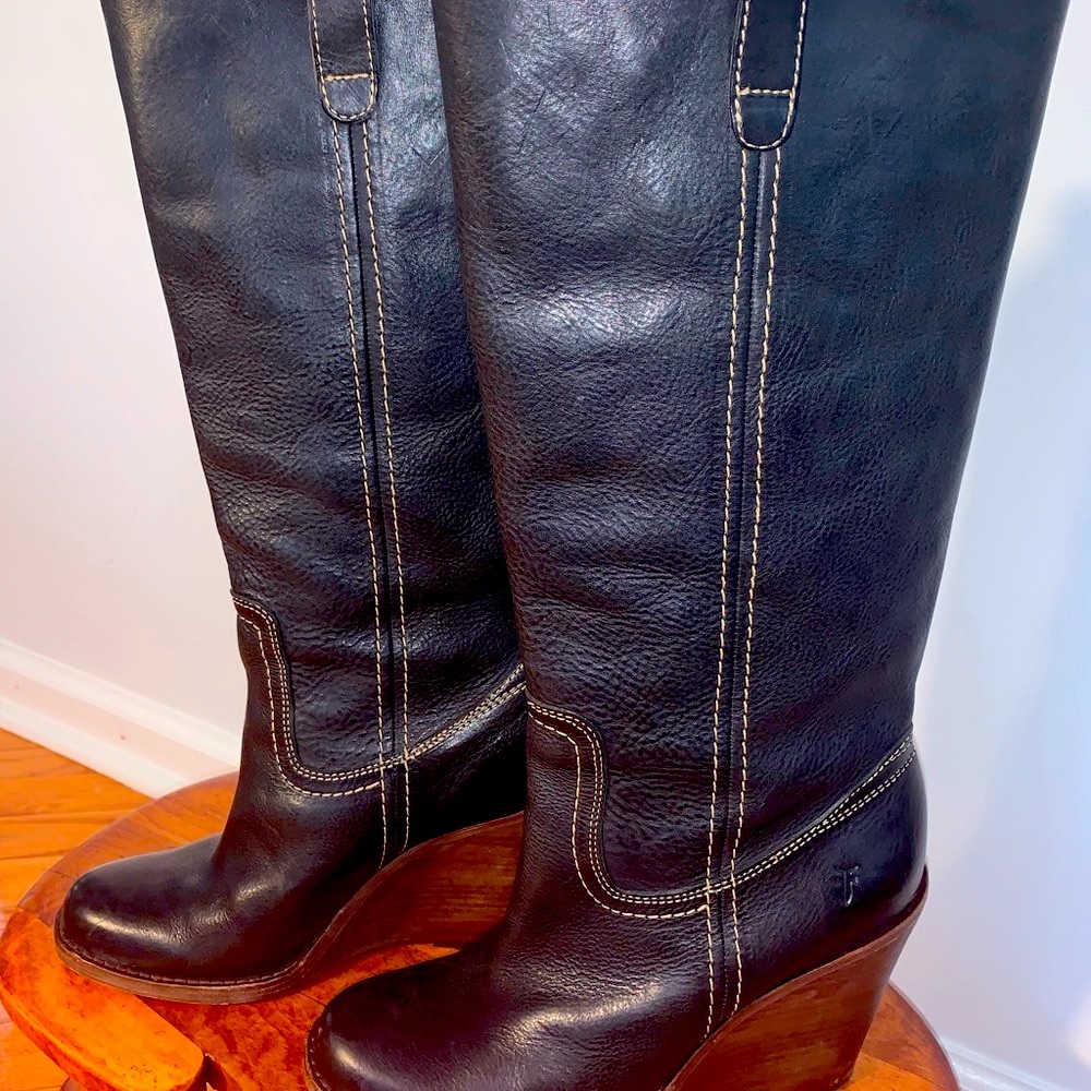 FRYE Carolina Campus Tall Shaft Wedge Boots